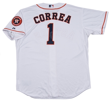 Carlos Correa Autographed Houston Astros Authentic Majestic Home Jersey (Beckett PreCert) (Red Cross Hurricane Relief Lot) 